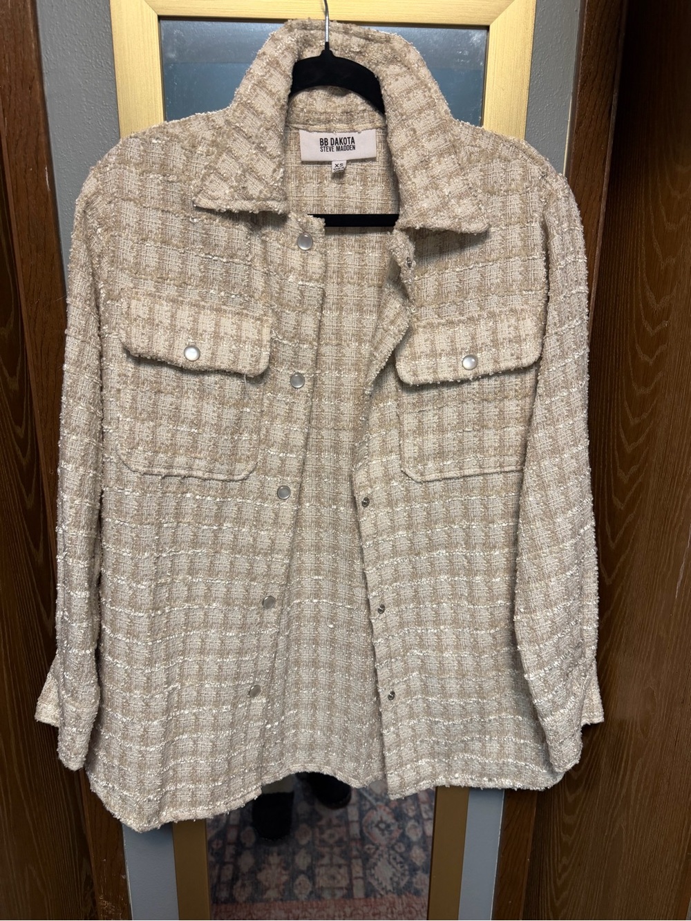 Steve Madden Cream Tweed Shacket Jacket